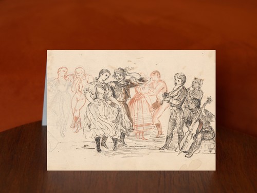 Folk dance greeting card - folk,
