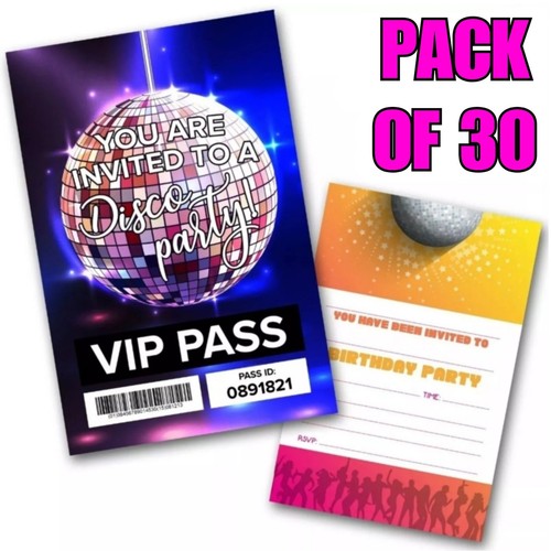 30x disco party invitations - disco,