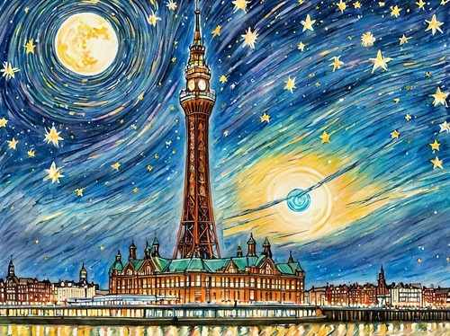 Art starry night - starry, a5